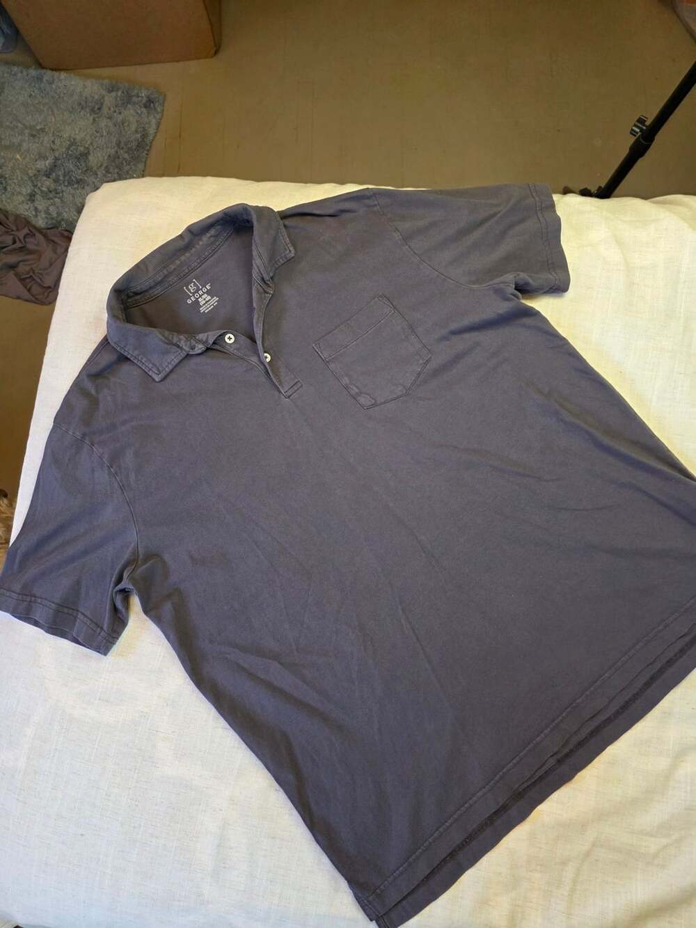 George Men's Charcoal Gray Short Sleeve Pocket Polo Shirt XL (46-48)